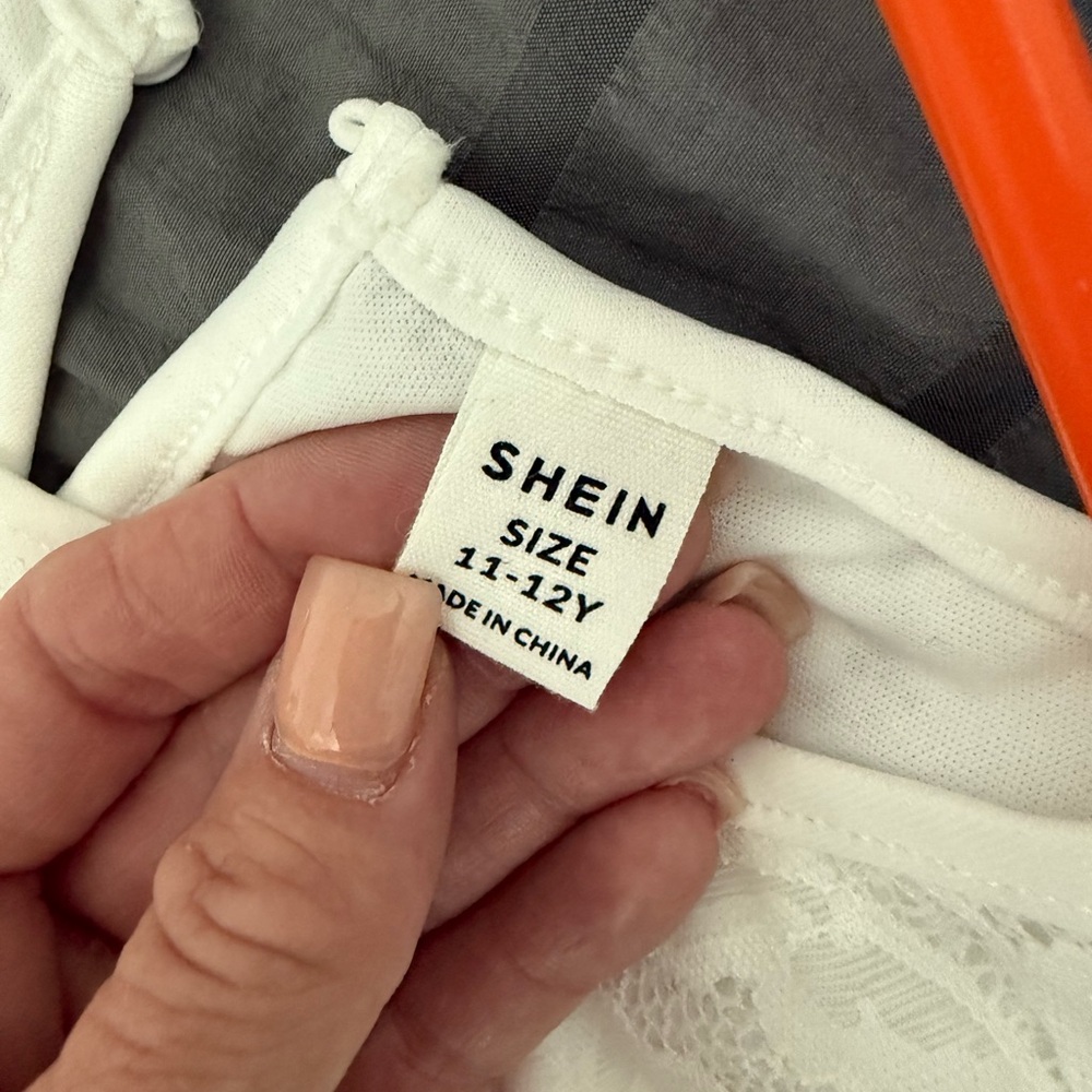 SHEIN Ivory Lace Detail Top